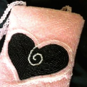 NEW GANZ WOMEN'S BEADED PURSE HANDBAG SMALL 6" LONG PINK